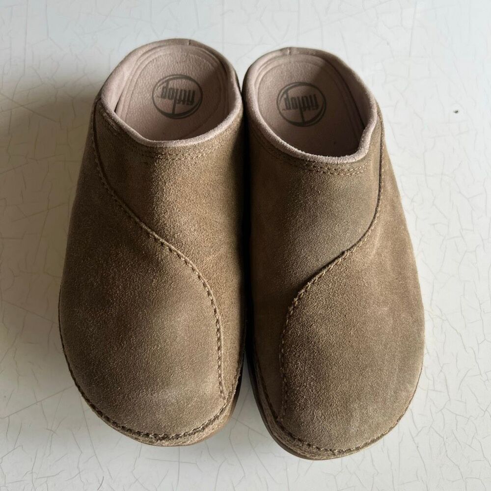 FitFlop Clog Shoes Womens Size 7 Brown Suede Slip On Comfort Casual